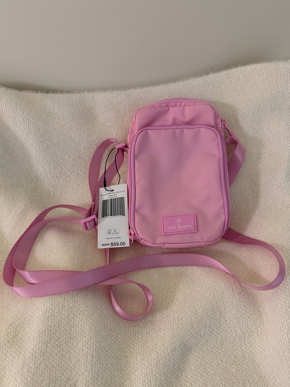 Vera Bradley Lighten Up RIFD Cellphone Crossbody-Summer Pink - Picture 6 of 6